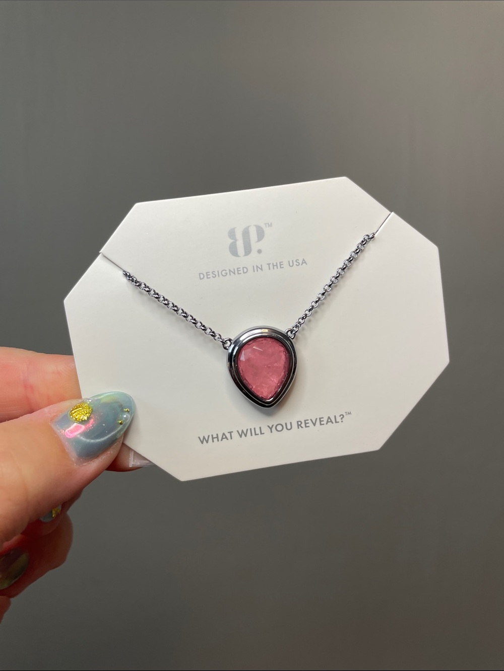 Bomb Party "A Pear To Dream By" Rose Quartz on Hematite Bezel $122 MSRP